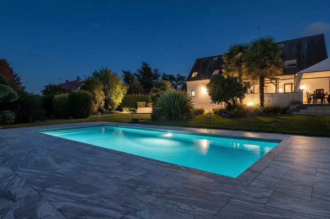 Beautiful features: 5-bedroom house, garage, swimming pool, landscaped garden